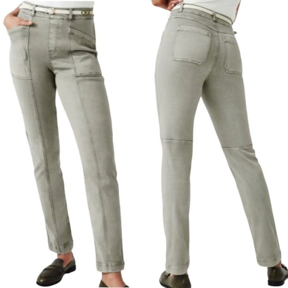 Spanx Pants Womens XS Green Stretch Twill Straight Leg Comfort Pull On Utility - Picture 2 of 11